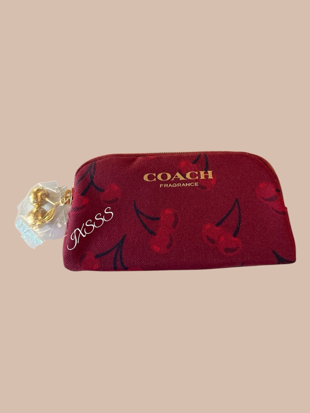 Red-Gold Coach Beauty (Cherry-Print) Mini Coin-Pouch/Fragrance SET - Picture 12 of 12